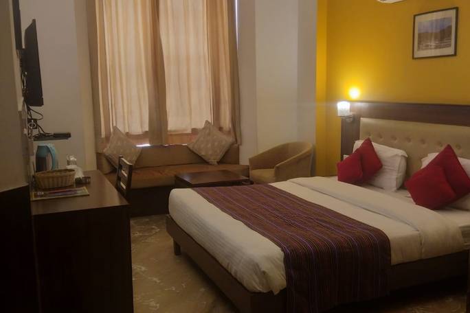 hotel room with a private bathroom