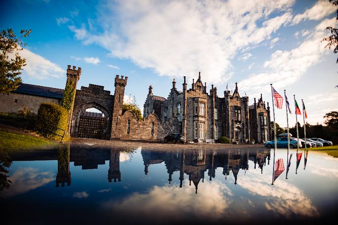 This beautiful and historic castle is set within 1,000 acres of woodland. On the banks of the River Moy, it boasts a restaurant made from the remains of a 17th-century Spanish galleon.
With stunning views of the forest and castle garden, each spacious ro