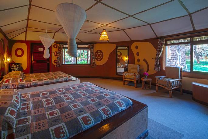 Amboseli Sopa Lodge is set within mature wooded gardens with a wide variety of trees and plants which include thorn trees, Acacias, fragrant Frangipanis, colorful bougainvillea and giant cacti which all thrive in these surroundings.