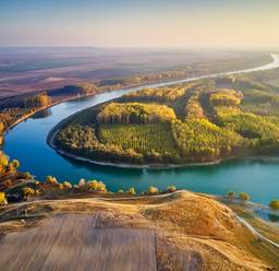 aerial view of the rhine river in germany