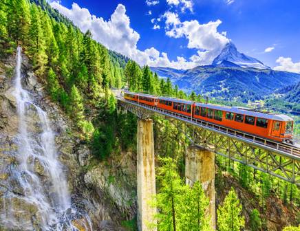 train in the swiss alps