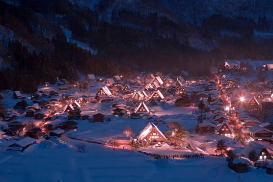 A Japanese village in winter