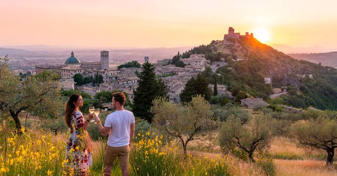 Couple enjoying a glass of wine
