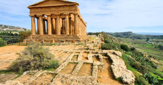 View of an ancient temple in Agrigento, Italy