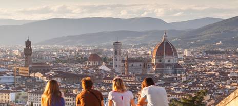 Friends enjoying a sweeping view of Florence