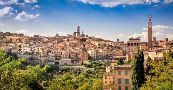 View of the quaint city of Siena