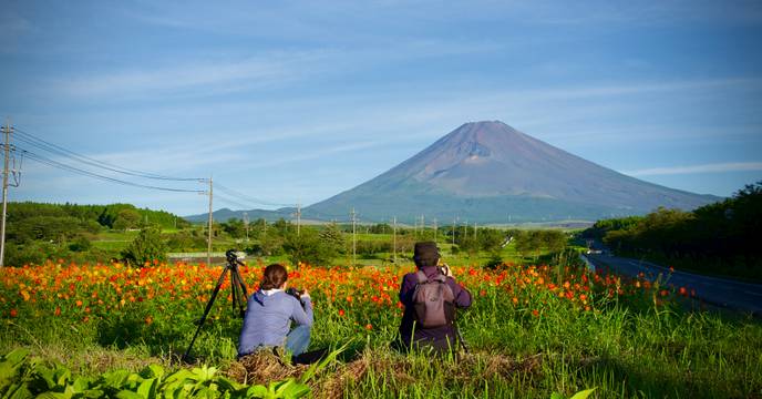 People photographing Mount Fuji