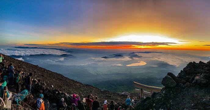 Striking view from the top of Mount Fuji