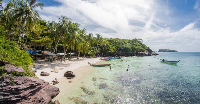A stunning sandy beach with crystal clear waters