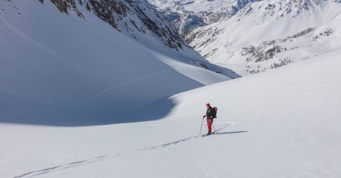 Skiing in the mountains