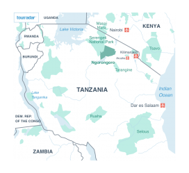 Pictured above: the location of Ngorongoro Conservation Area