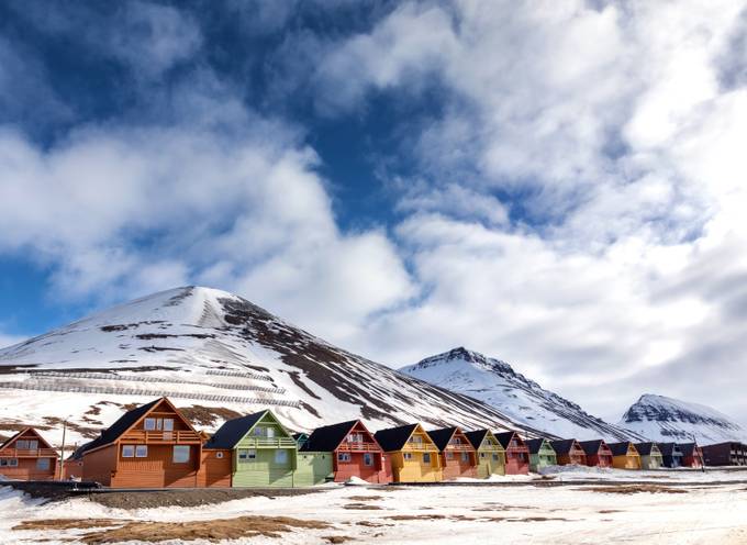 Norway in winter with snowy mountains