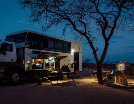 Overland track on the campsite during an evening meal.