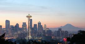 The famous Space Needle defines Seattle's skyline