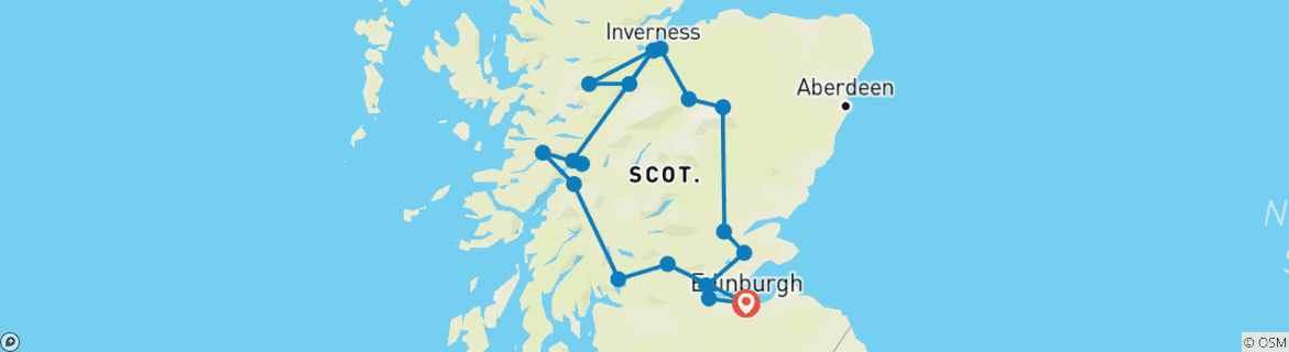 Image d'une carte montrant l'itinéraire du circuit