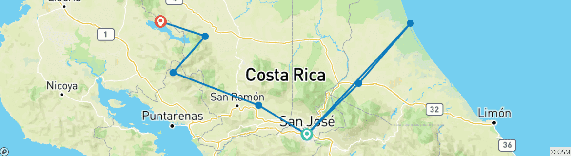 Image d'une carte montrant l'itinéraire du circuit