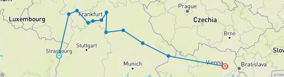 Image d'une carte montrant l'itinéraire du circuit