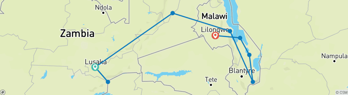 Image d'une carte montrant l'itinéraire du circuit