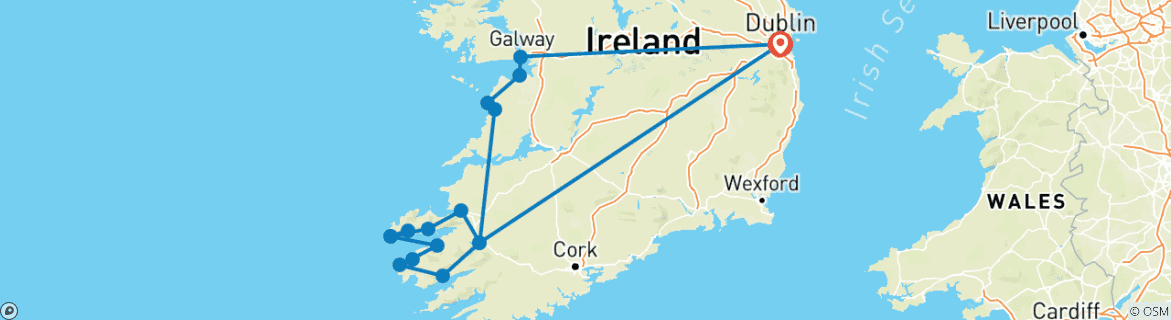 Image d'une carte montrant l'itinéraire du circuit