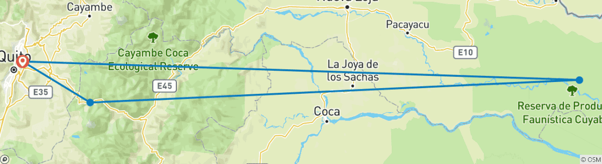 Karte mit der Reiseroute