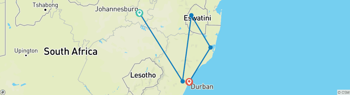 Image d'une carte montrant l'itinéraire du circuit