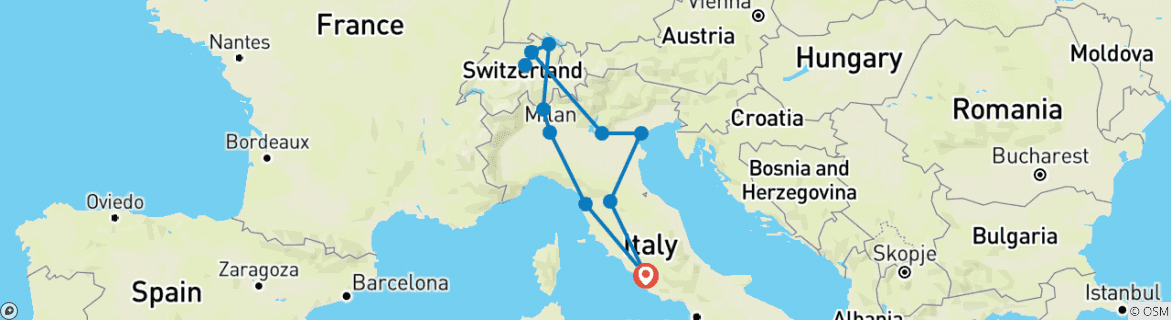 Karte mit der Reiseroute