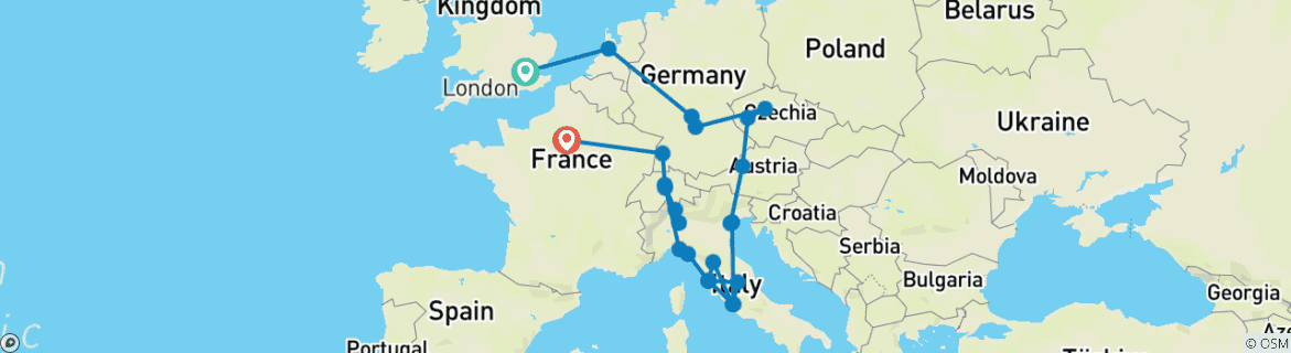 Image d'une carte montrant l'itinéraire du circuit