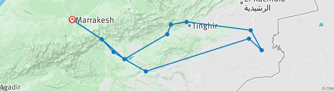 Karte mit der Reiseroute