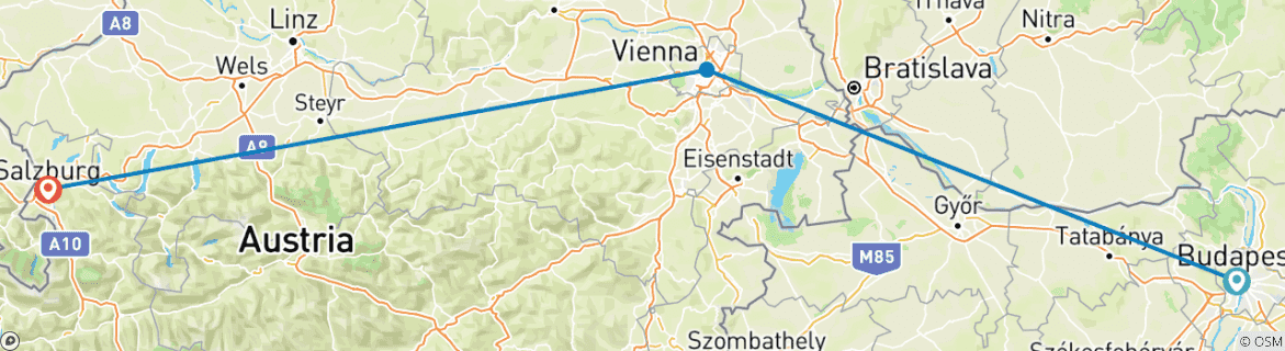 Karte mit der Reiseroute