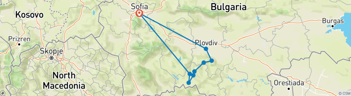 Karte mit der Reiseroute