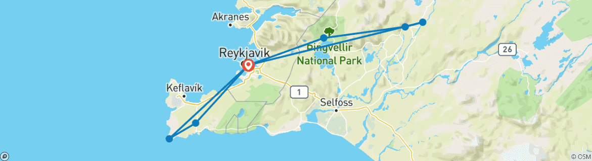 Karte mit der Reiseroute