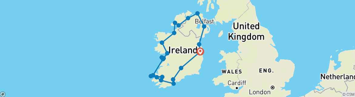 Image d'une carte montrant l'itinéraire du circuit