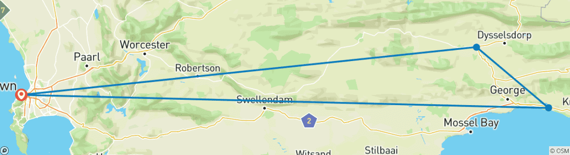 Image d'une carte montrant l'itinéraire du circuit