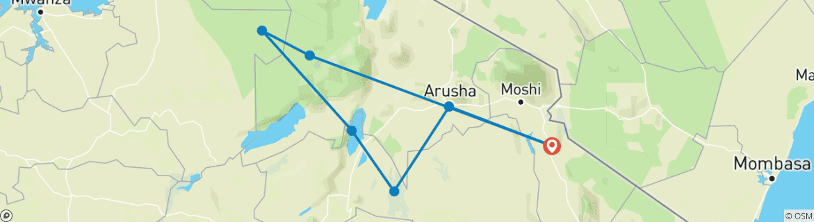 Image d'une carte montrant l'itinéraire du circuit