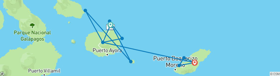 Karte mit der Reiseroute