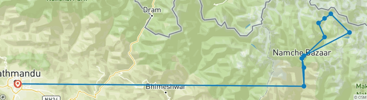 Image d'une carte montrant l'itinéraire du circuit