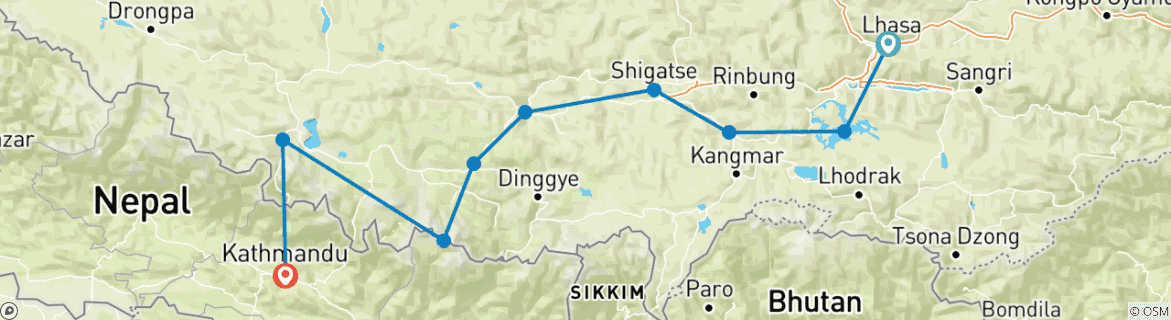 Karte mit der Reiseroute