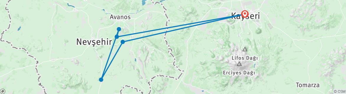 Karte mit der Reiseroute