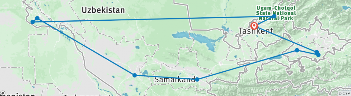 Karte mit der Reiseroute