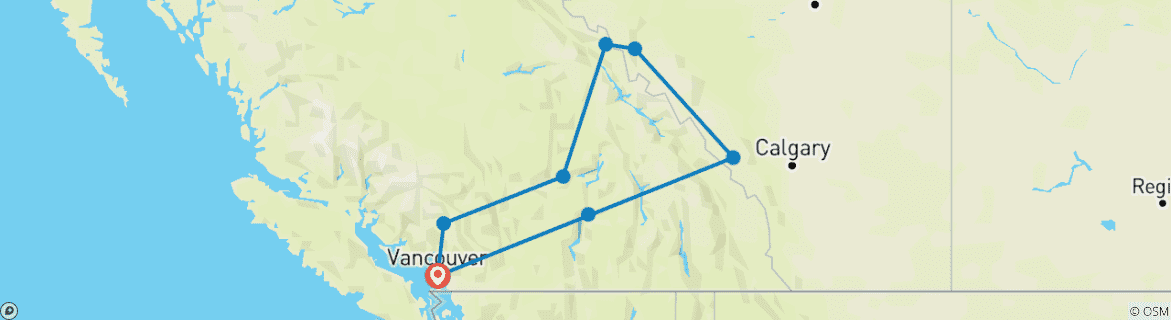 Image d'une carte montrant l'itinéraire du circuit