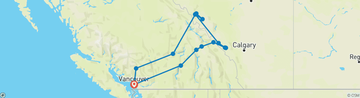 Image d'une carte montrant l'itinéraire du circuit