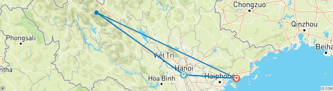 Karte mit der Reiseroute