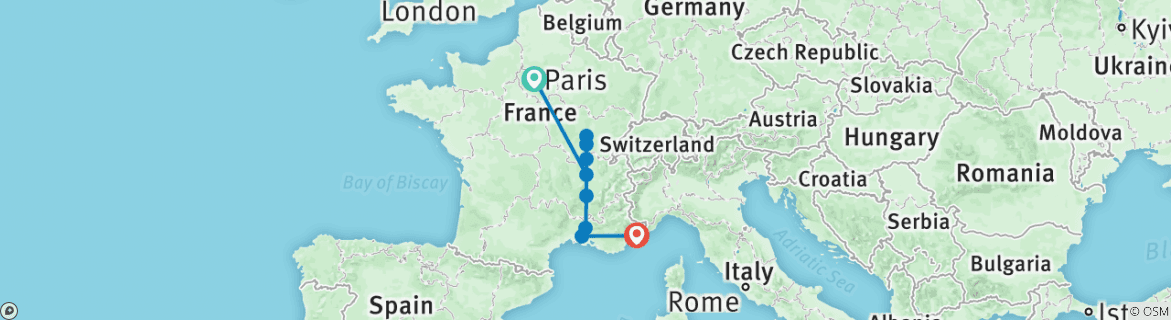 Karte mit der Reiseroute