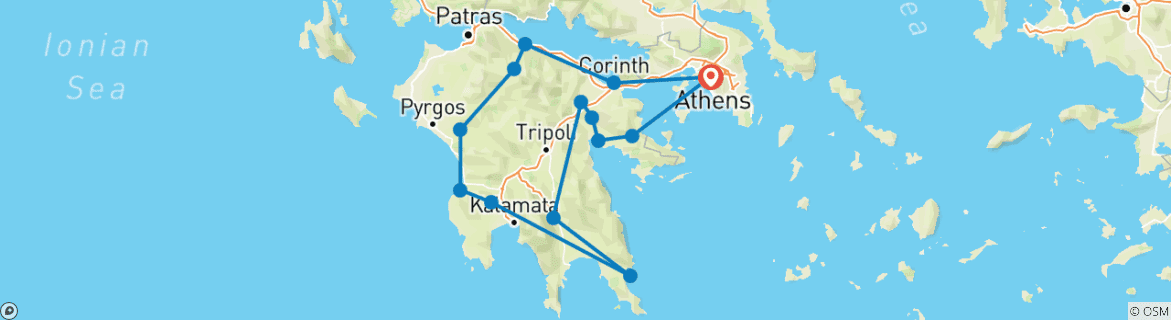 Image d'une carte montrant l'itinéraire du circuit