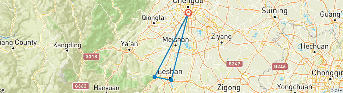 Image d'une carte montrant l'itinéraire du circuit