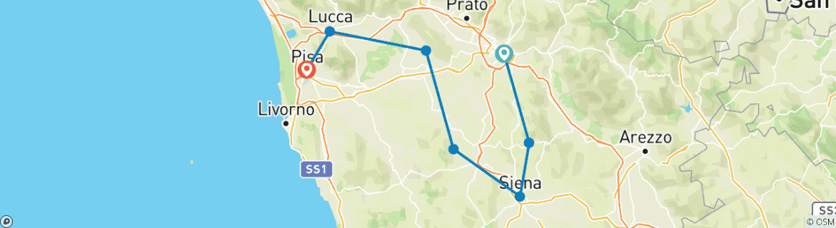 Image d'une carte montrant l'itinéraire du circuit