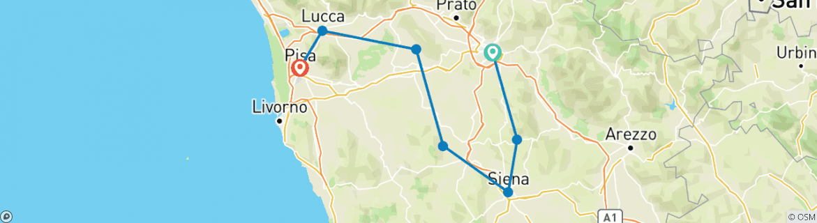 Karte mit der Reiseroute