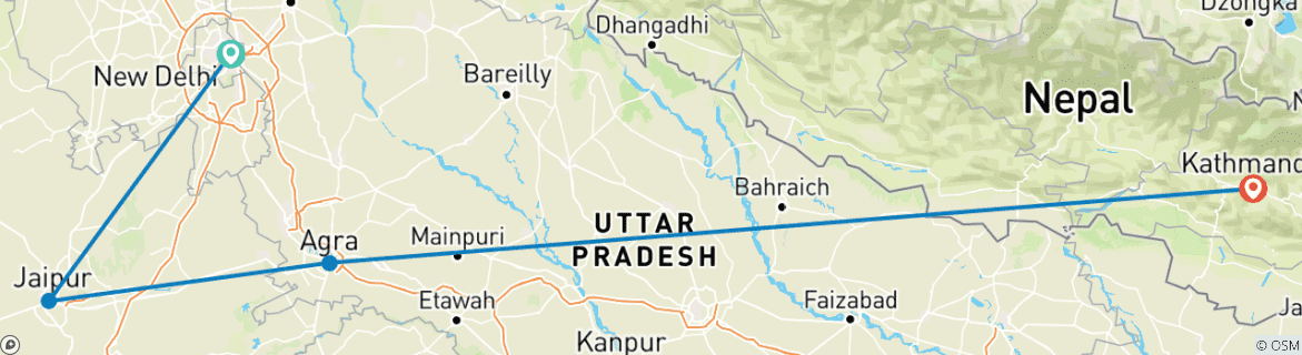 Foto van een kaart met de route van de rondreis