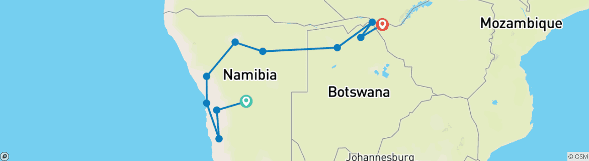 Image d'une carte montrant l'itinéraire du circuit
