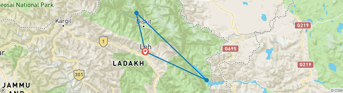 Image d'une carte montrant l'itinéraire du circuit